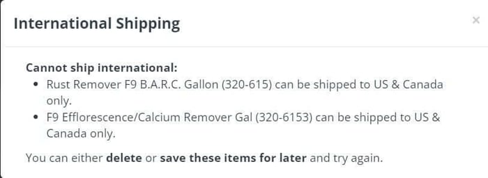 Shipping restriction notice — US and Canada only