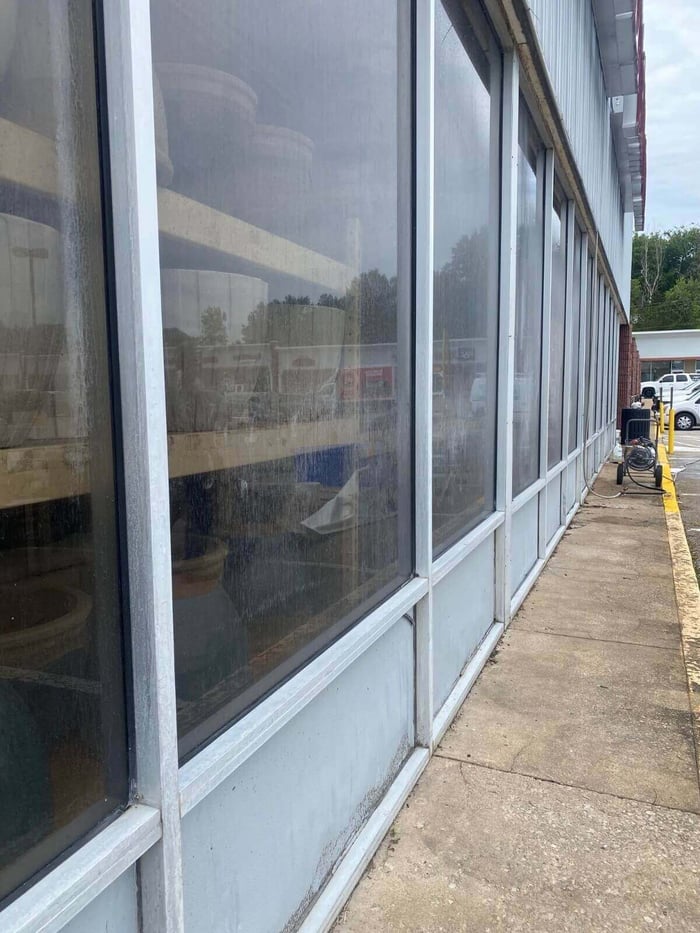 Before application of ProTool Restore All on building glass