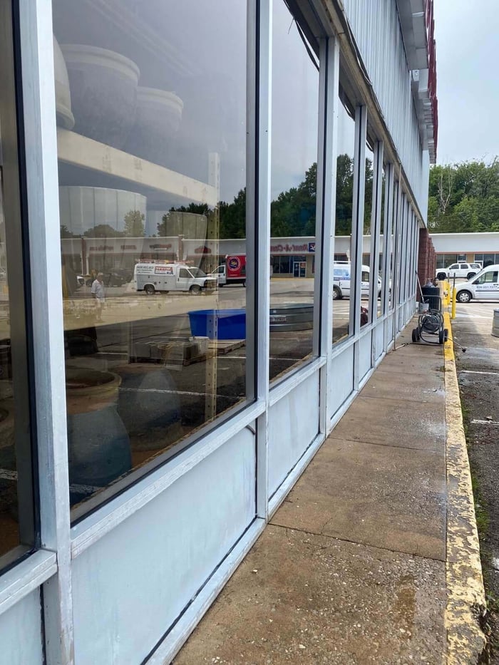 After application of ProTool Restore All — stains removed from building glass