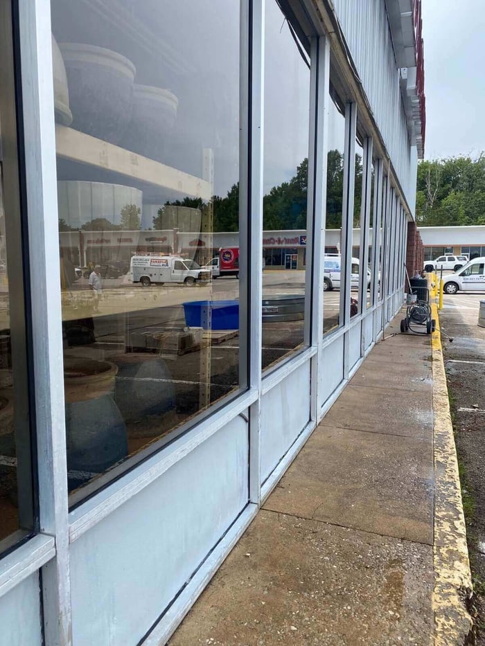 After application of ProTool Restore All — stains removed from building glass