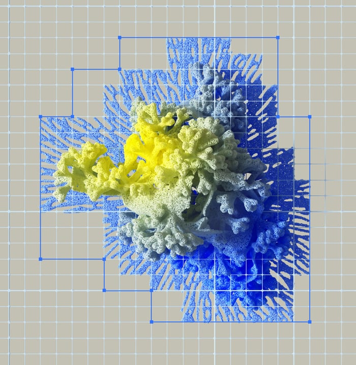 Colorful abstract 3D rendering of neural networks with vibrant blue and yellow gradients.