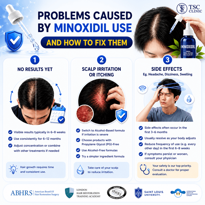 A picture showing how to fix problem caused by Minoxidil Use