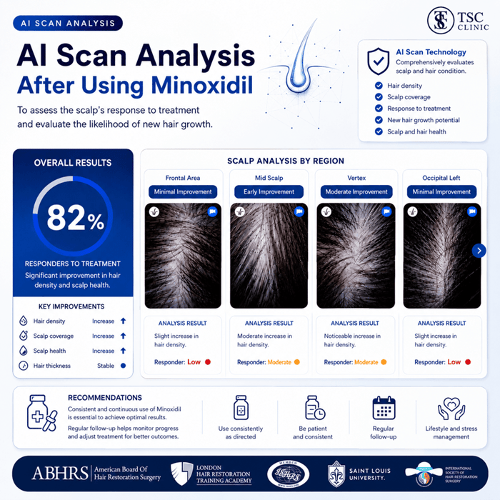 An example report of AI Scan Analysis after using Minoxidil