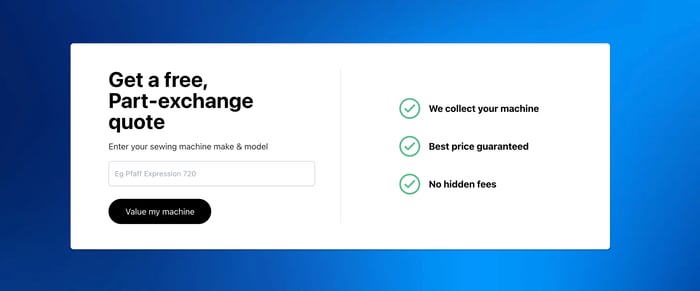 Sewing Machine Part Exchange form