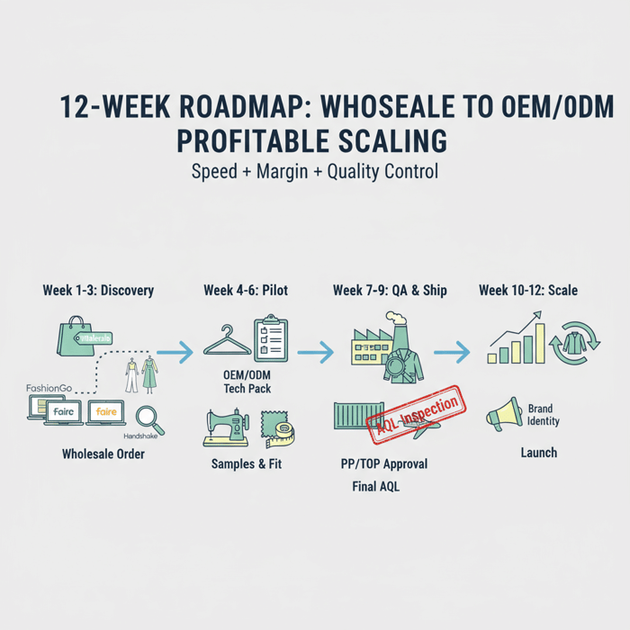 Roadmap from wholesale discovery to OEM pilot with QA gates over 12 weeks
