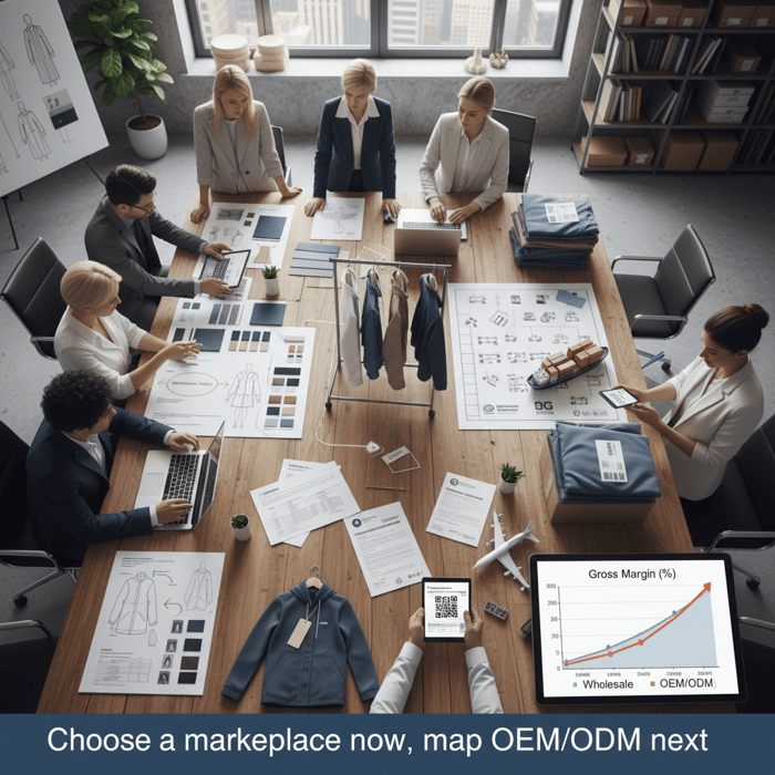 Roadmap diagram shifting from marketplace buying to OEM/ODM manufacturing