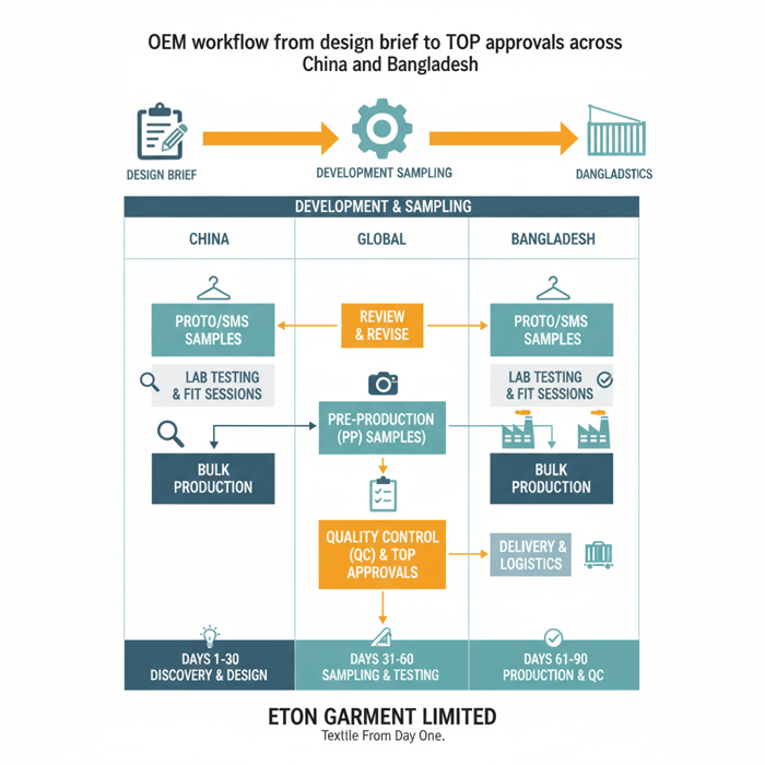 Roadmap graphic showing discovery, design, compliance, and OEM production milestones in 90 days