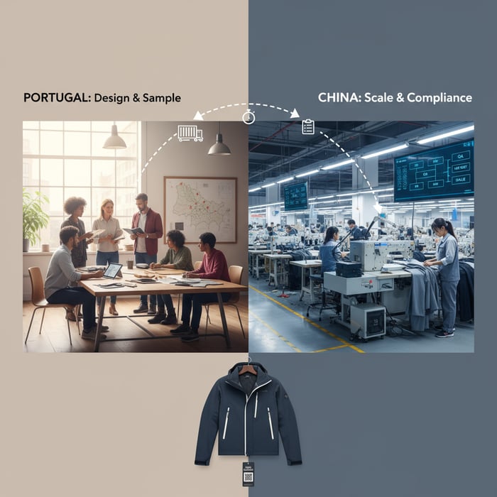 Milestone roadmap from concept to compliant outerwear production across Portugal and China