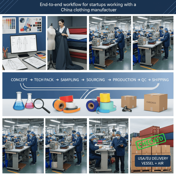 End-to-end apparel workflow from concept to bulk for startups choosing a China clothing manufacturer