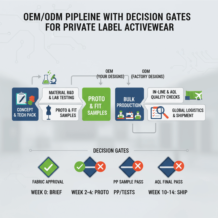 OEM workflow graphic mapping user needs to Eton capabilities from tech pack to AQL pass
