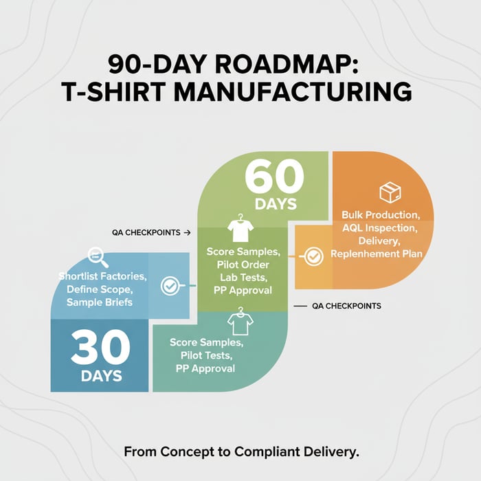Hero visual illustrating evaluation of t-shirt manufacturers in China and Bangladesh