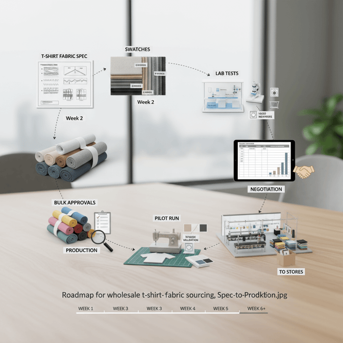 Roadmap: spec to swatches, tests, negotiation, pilot, bulk approvals, production