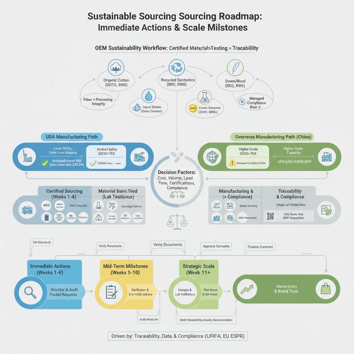 Infographic of certification hierarchy across materials, chemicals, and labor
