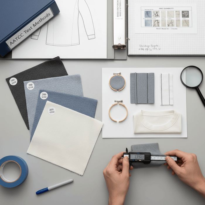 Tee fabric GSM charts and stitch samples