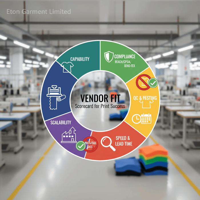Weighted scoring diagram highlighting capability, compliance, QC, speed, and scalability