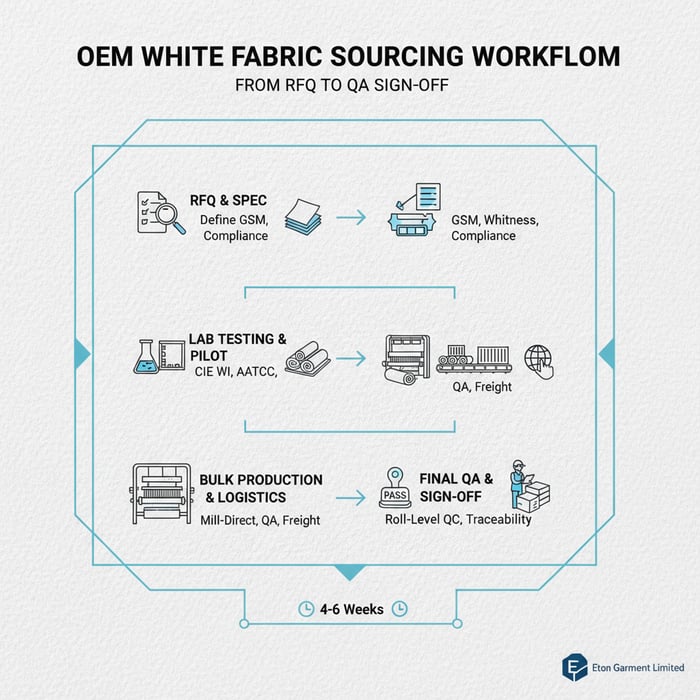 Roadmap from RFQ to bulk sign-off for white fabric programs