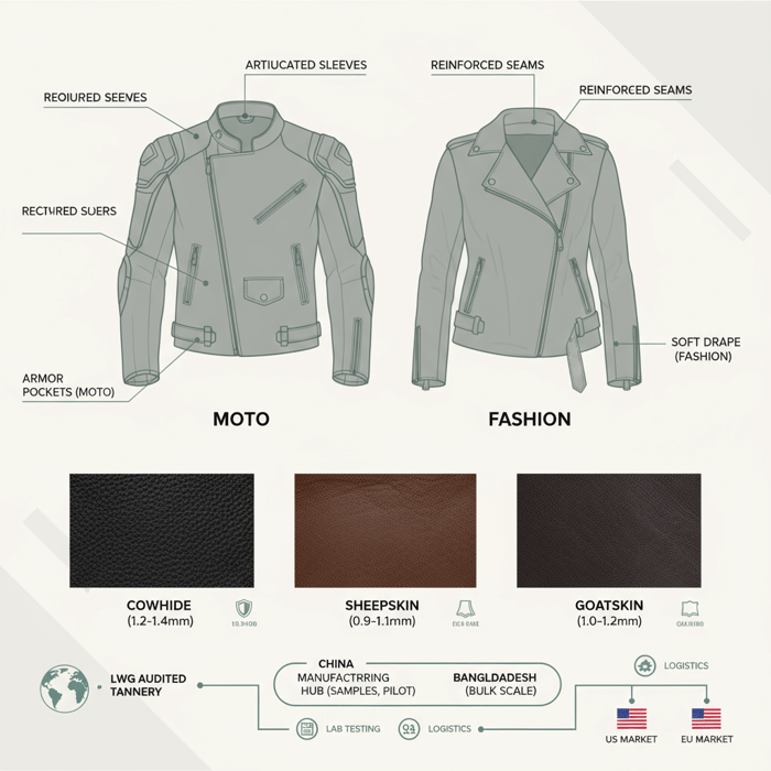 Black Leather Motorcycle Jacket Manufacturing Guide for Fashion Brands (China Clothing Manufacturer Context)