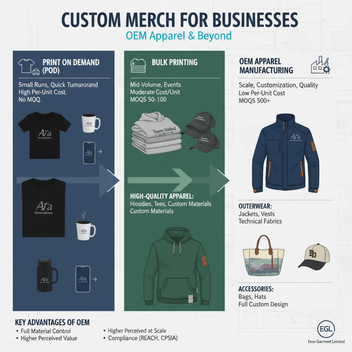 Custom Merch for Businesses: OEM Manufacturing Guide for US & EU Brands