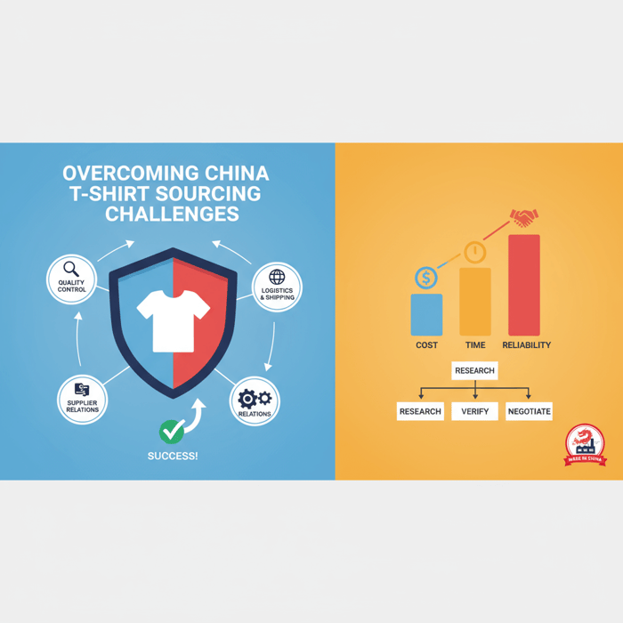 Infographic on overcoming sourcing challenges for t-shirts from China