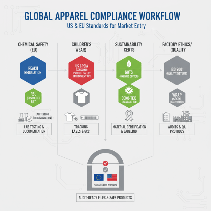 Workflow diagram of Eton's OEM service from design brief to factory production and compliance