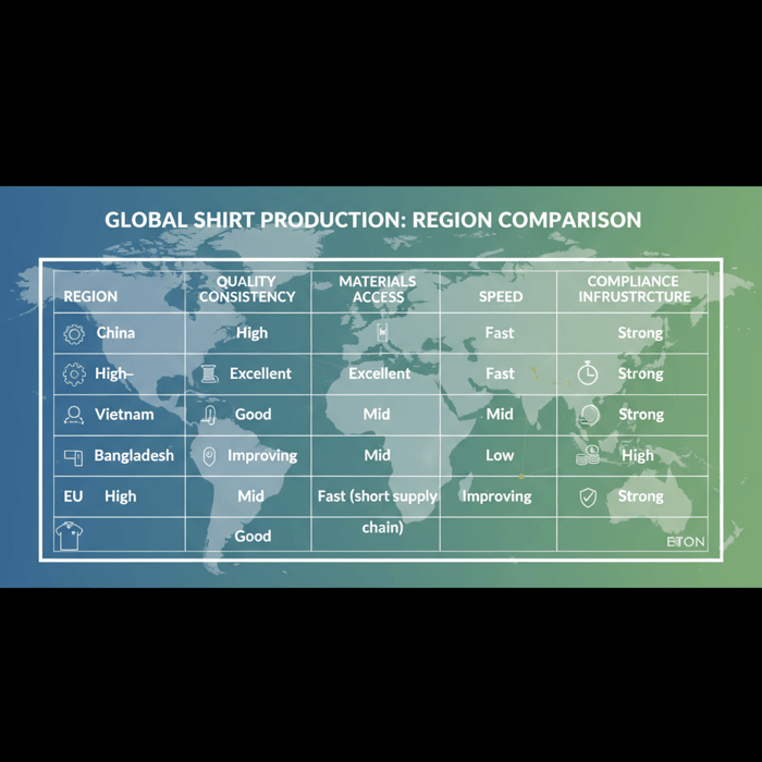 Workflow diagram of supplier vetting, material approvals, sampling, pilot runs, QC, lab testing, and final inspection