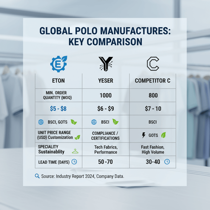 Side-by-side comparison of top polo manufacturers