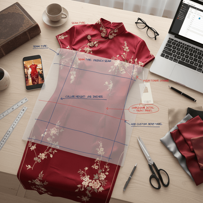 Retail shop garment annotated for reference points