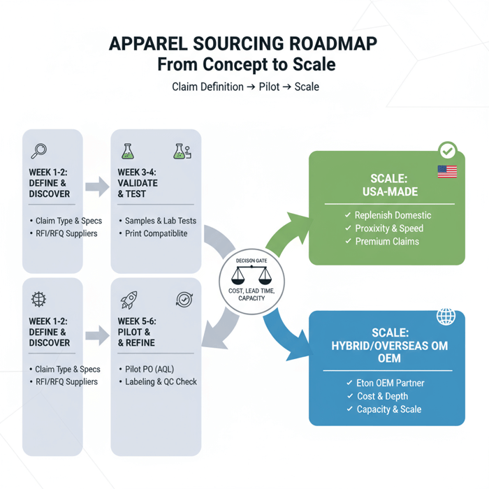 Roadmap from claim definition to pilot and scale with decision gates