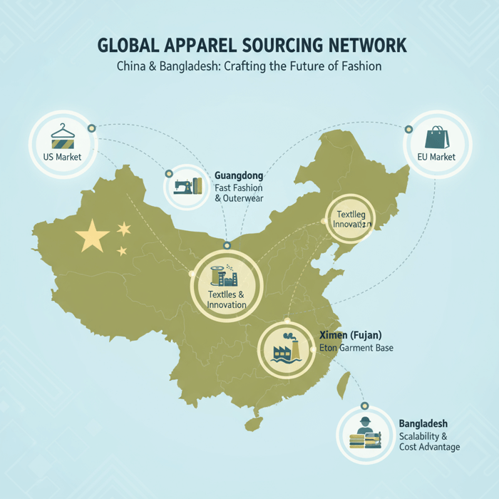 Map of Chinese sourcing hotspots for apparel
