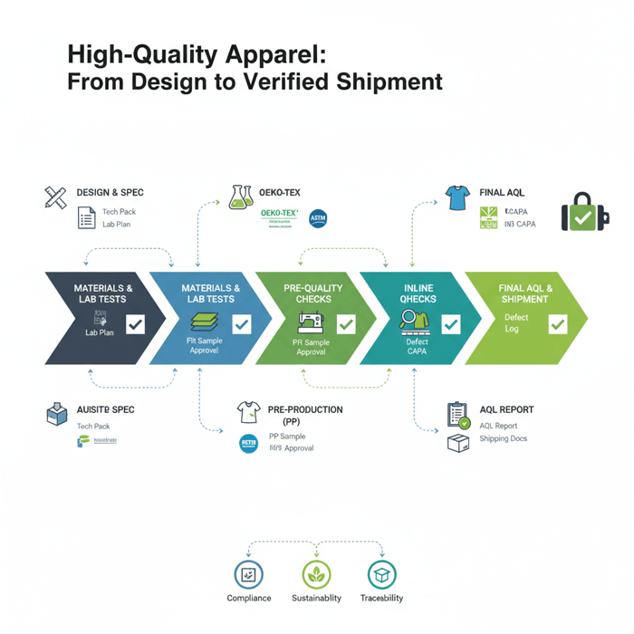 Roadmap showing milestones from design freeze to verified shipment with decision gates and documents