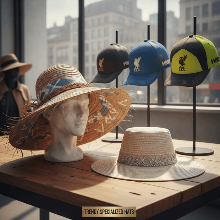 Fashion-forward hats like wide-brim and panama