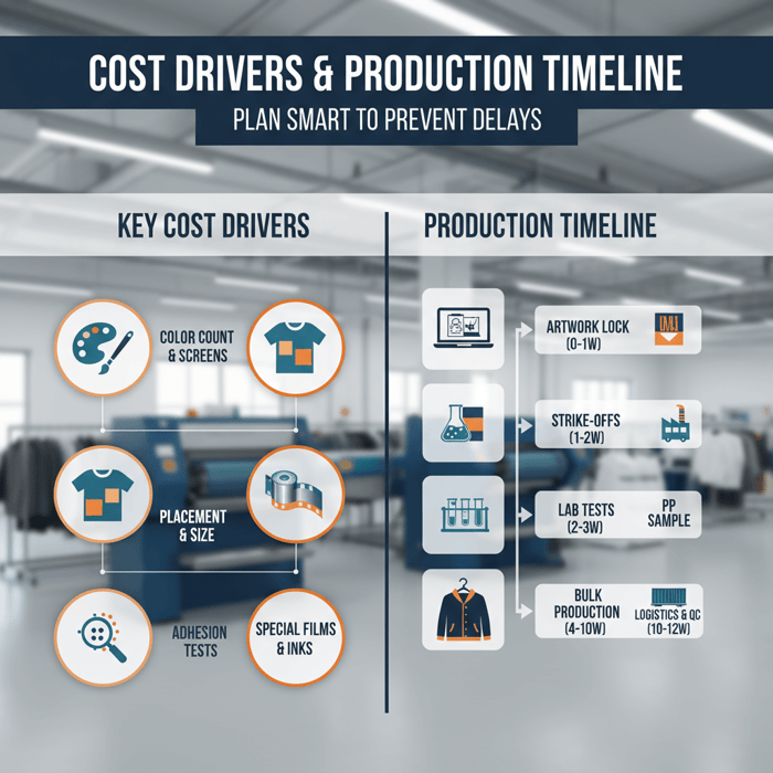 Infographic showing cost drivers like colors and placements