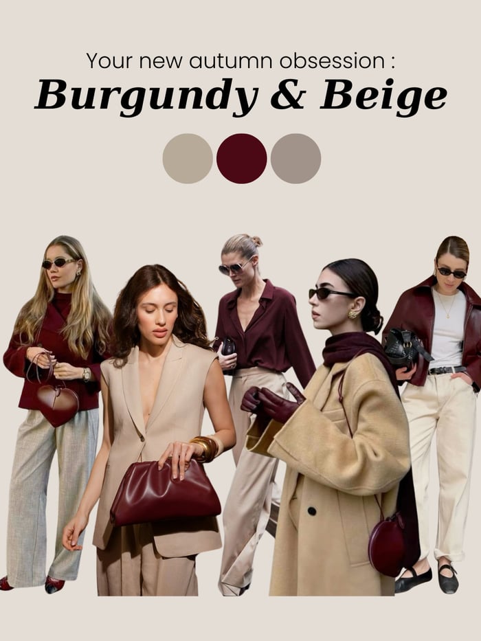 Fall outfit featuring a burgundy turtleneck and beige trench coat — elegant and warm.