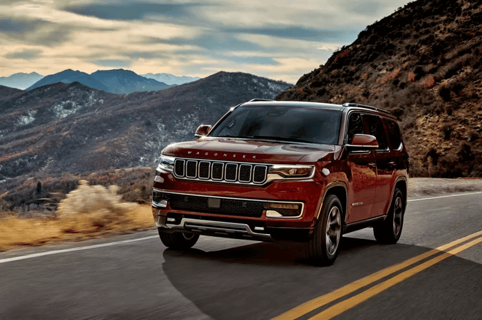 One of the best towing SUVs, Jeep Wagoneer, a full size SUV, but not the same vehicle as the Jeep Grand Wagoneer.