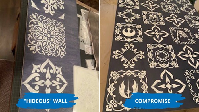 Bus wall close-up (before/after)