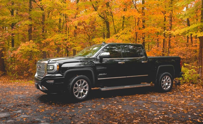GMC Sierra in fall