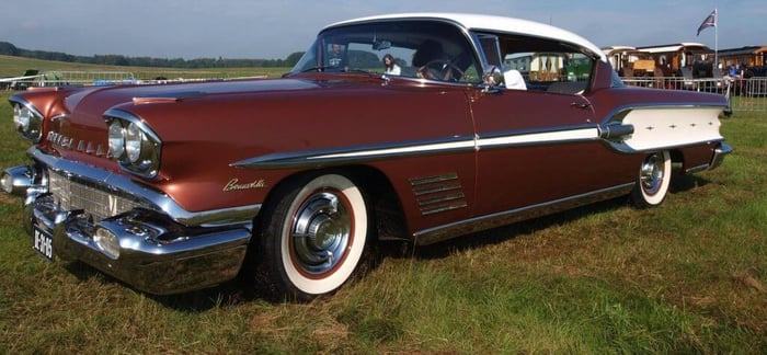 1958 Burgundy Pontiac Bonneville