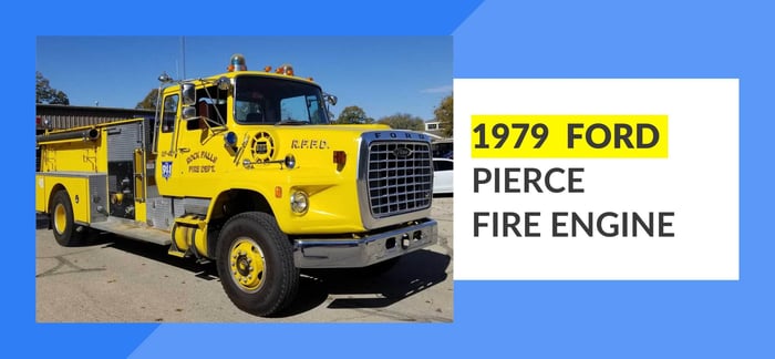 Parked yellow 1979 Ford Pierce Fire Engine.