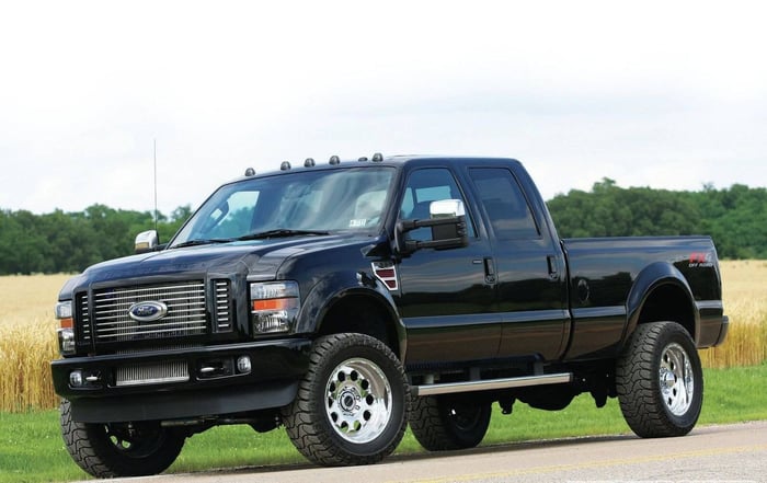 One of the pickup trucks with a diesel engine.