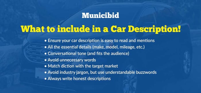 What to include in a car description infographic