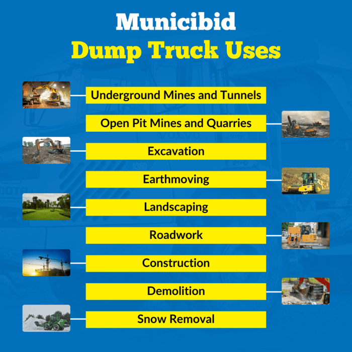 The Uses of Dump Trucks infographic