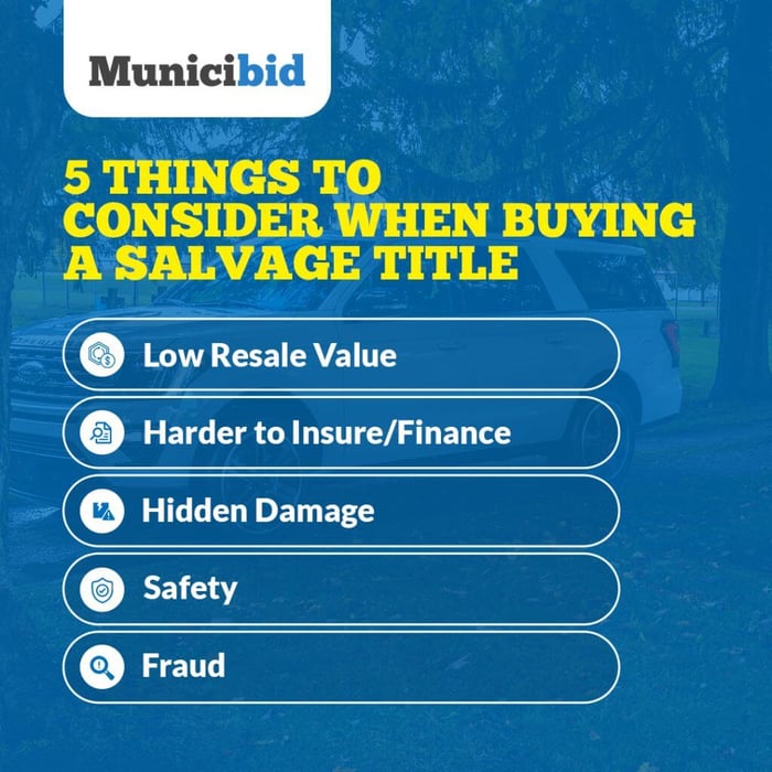 5 Things to Consider When Buying A Salvage Title infographic