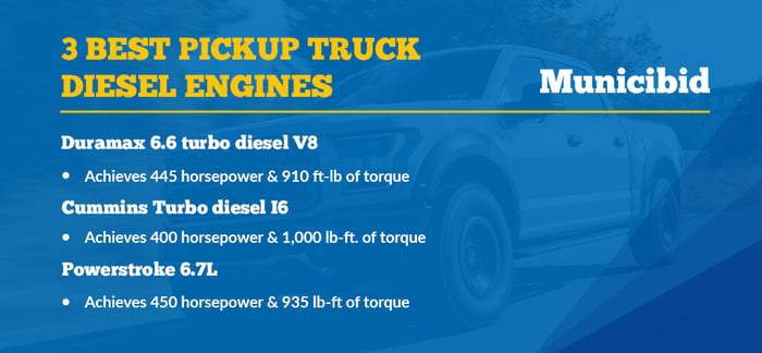 list of 3 best pickup truck diesel engines infographic