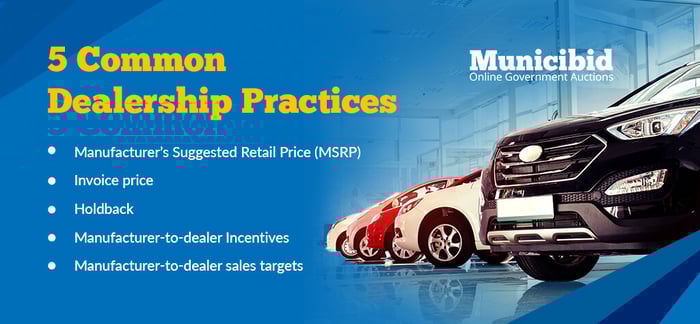 car dealerships make money infographic - list of 5 common dealership practices