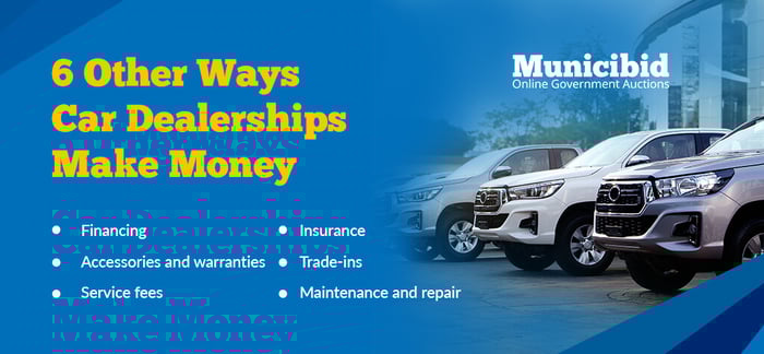 car dealerships make money infographic - list of 6 ways car dealerships make money