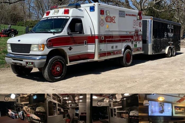 Nonconventional RV - exterior and interior or ambulance with a tow