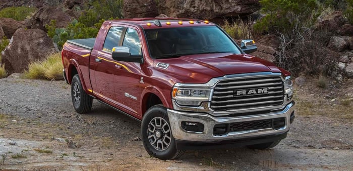 Red Ram vehicle, with maximum towing capability of 17,730 pounds, ranging from 370 to 410 horsepower.