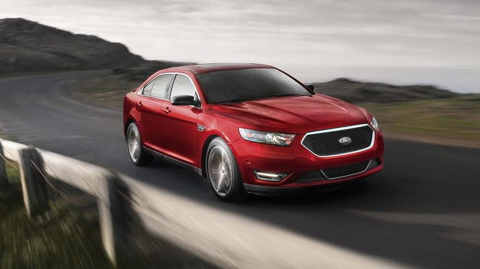2015 Ford Taurus SHO, part of the last generation of Ford Taurus cars.