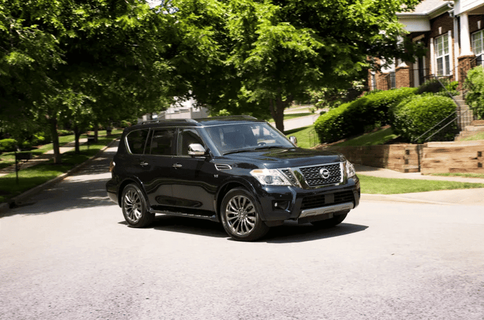 Black Nissan Armada, available with all wheel drive and off road capability.