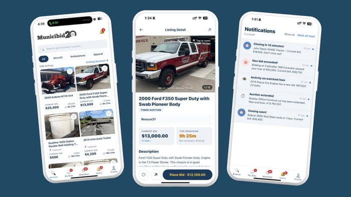 Municibid mobile app preview